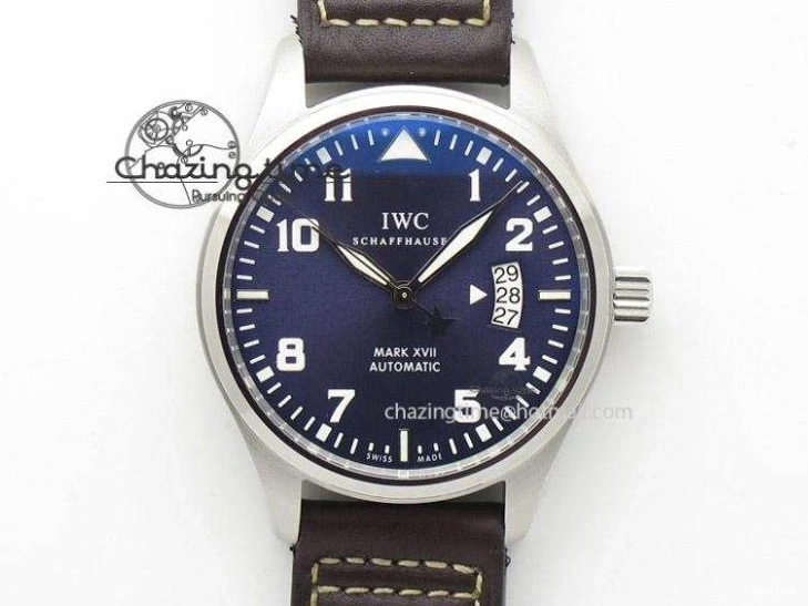 MIROTIME 0310 SmartChoice Mark XVIII IW327006 Titanium M+F 1:1 Best Edition Black Dial on Brown Leather Strap A 7145